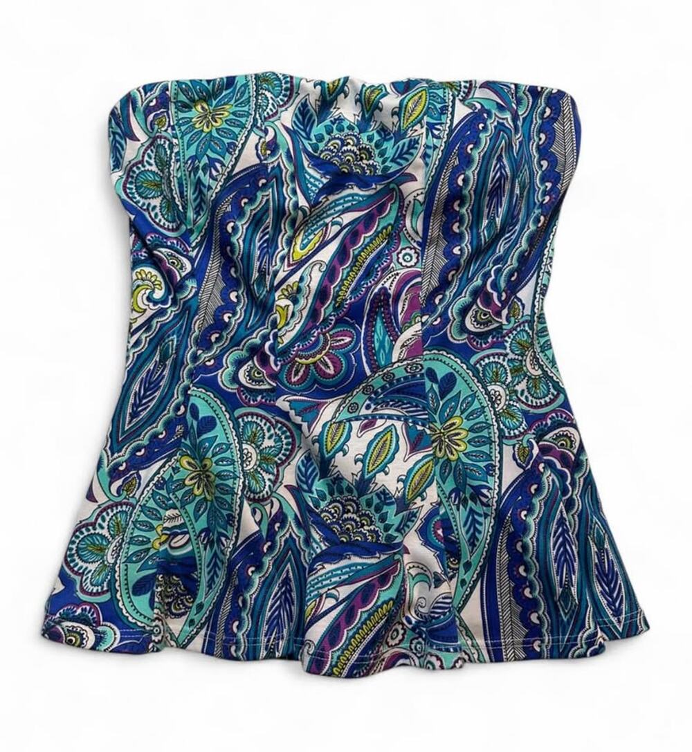 Y2K Body Central Strapless Paisley Peplum Top Size XL